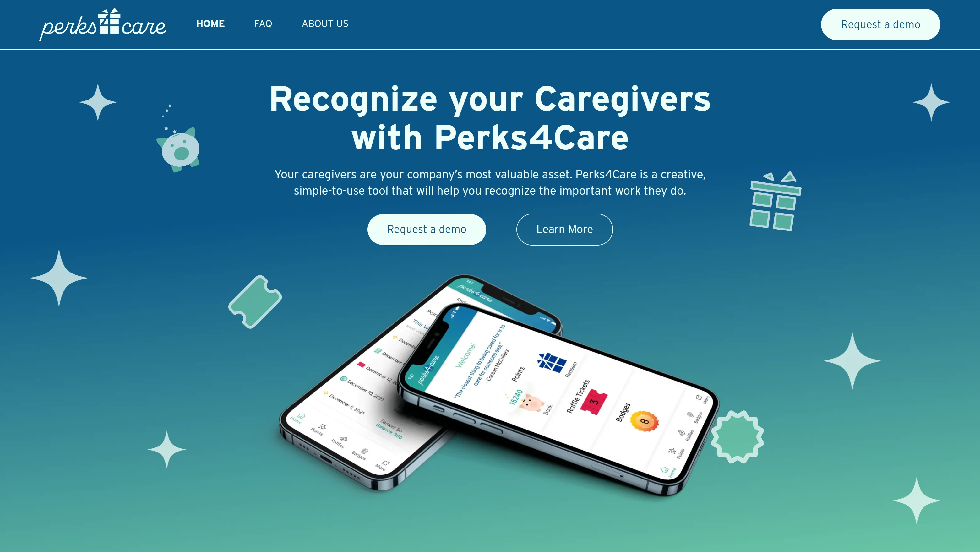 perks4care website screenshot
